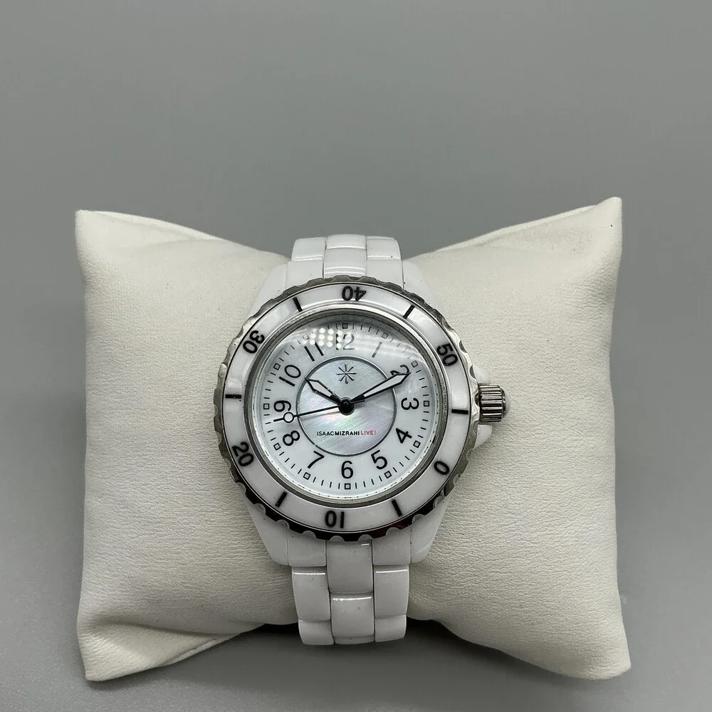 Isaac Mizrahi Live Womens Watch 35mm MOP Dial Ceramic New Battery 6.25